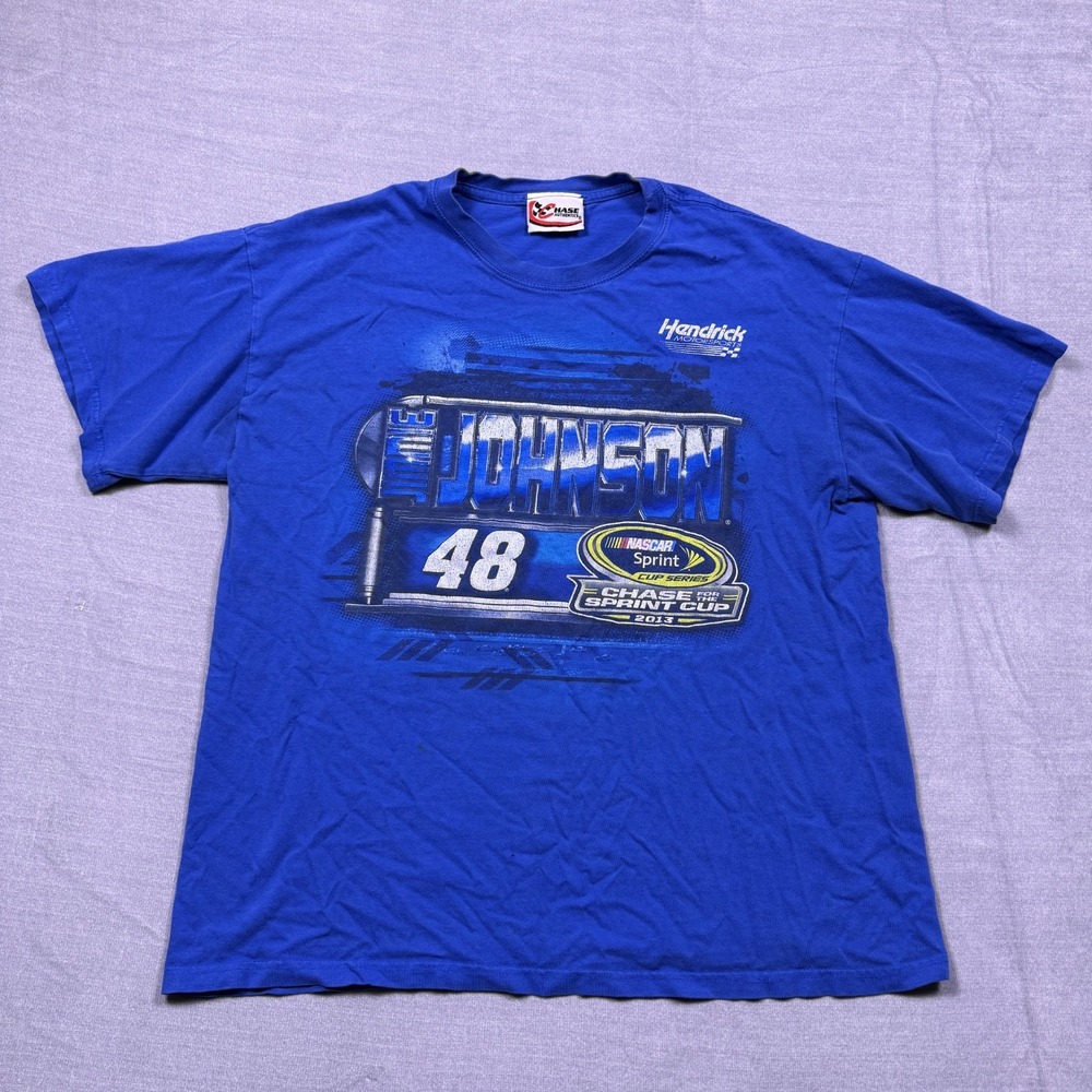 Chase Authentics Jimmie Johnson NASCAR Sprint Cup Graphic T-Shirt Mens L Blue